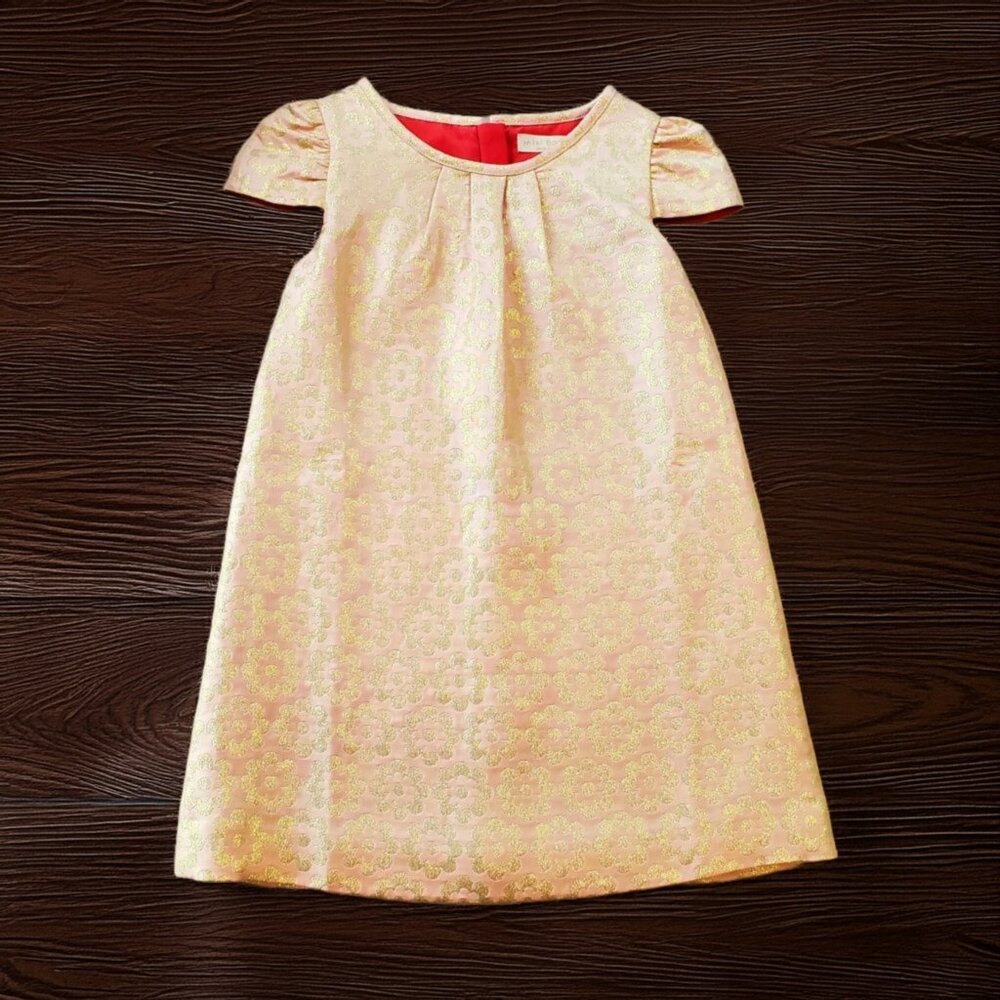 Mini Boden Pink and Gold Flower Dress - Size 4-5Y